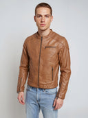 Veste vintage cognac en cuir VILLY