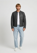 Veste noire en cuir WILLIAM