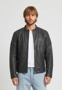Veste noire en cuir WILLIAM