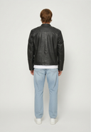 Veste noire en cuir WILLIAM