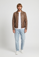 Veste vintage cognac en cuir BODDY