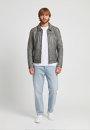Veste vintage grise en cuir BODDY