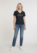 T-shirt manches courtes slim noir coton stretch FRANK