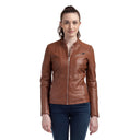 Veste cognac en cuir ISA