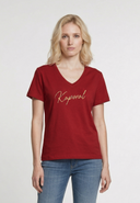 T-shirt manches courtes slim rouge bordeaux coton stretch LION