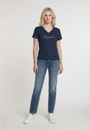 T-shirt manches courtes slim bleu marine coton stretch