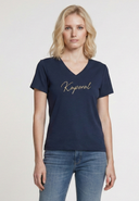 T-shirt manches courtes slim bleu marine coton stretch