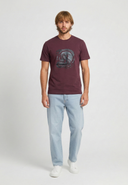 T-shirt manches courtes regular rouge bordeaux coton