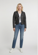 Veste noire en cuir MADELIEF
