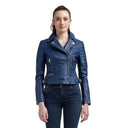 MAELYS Leather Perfecto Jacket - Royal Blue