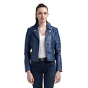 Perfecto bleu royal en cuir MAELYS