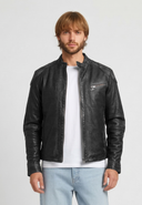 Veste vintage noire en cuir THIERRY
