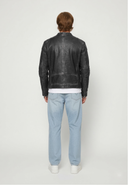 Veste vintage noire en cuir THIERRY