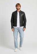 Veste vintage noire en cuir THIERRY
