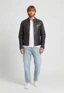 Veste vintage marron en cuir THIERRY