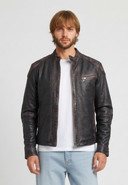 Veste vintage marron en cuir THIERRY