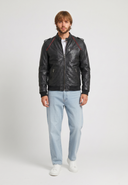 Veste noire en cuir DAVE, homme – vue 1