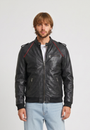 Veste noire en cuir DAVE, homme – vue 2