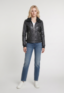 Veste noire en cuir EDWIGE, femme – vue 1