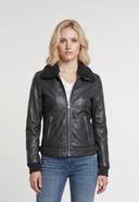 Veste noire en cuir EDWIGE, femme – vue 2