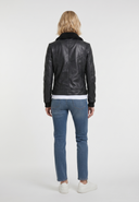 Veste noire en cuir EDWIGE, femme – vue 3