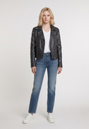 Veste noire en cuir GABIE, femme – vue 1