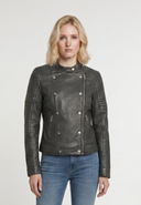 Veste noire en cuir GAEL, femme – vue 2