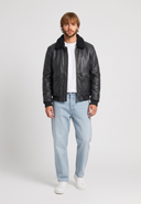 Veste noire en cuir GANET, homme – vue 1