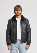 Veste noire en cuir GANET, homme – vue 2
