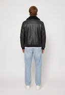 Veste noire en cuir GANET, homme – vue 3