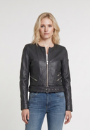 Veste noire en cuir GERTA, femme – vue 2