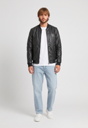Veste noire en cuir GWENDAL, homme – vue 1
