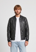 Veste noire en cuir GWENDAL, homme – vue 2