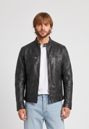 Veste noire en cuir KARSON, homme – vue 2