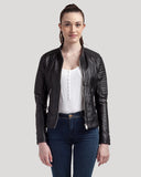 Veste noire en cuir LEA, femme – vue 1
