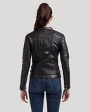Veste noire en cuir LEA, femme – vue 3