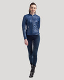 Veste bleu royal en cuir LEA, femme – vue 4