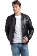 Veste teddy noire en cuir MICHAL, homme – vue 1