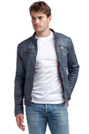Veste vintage bleue en cuir OLIVIER