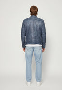 Veste vintage bleue en cuir OLIVIER