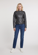 Veste noire en cuir FAUVE, femme – vue 1