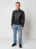 Veste vintage noire en cuir BODDY