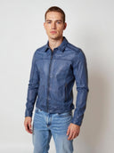 Veste vintage bleue en cuir BODDY