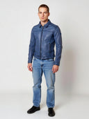 Veste vintage bleue en cuir BODDY