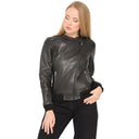 Veste noire en cuir DORIS, femme – vue 1