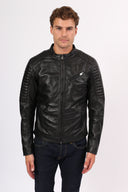Veste noire en cuir RITCHY, homme – vue 2