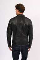 Veste noire en cuir RITCHY, homme – vue 3