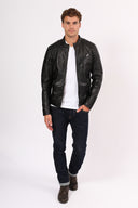 Veste noire en cuir RITCHY, homme – vue 4