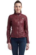 Veste bordeaux en cuir SARY