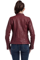 Veste bordeaux en cuir SARY